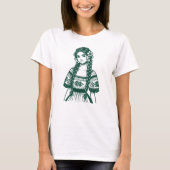 Mujer Mexicana Minimal Green Line Art T-shirt (Voorkant)