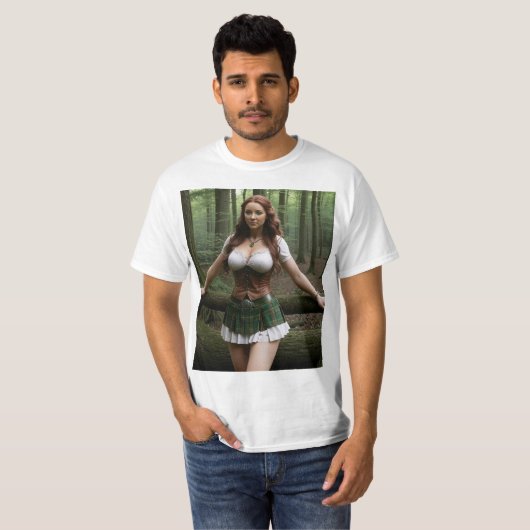 Mujer modelo celta en el bosque t-shirt (Voorkant volledig)