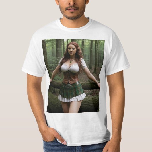Mujer modelo celta en el bosque t-shirt (Voorkant)