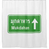 Mukdahan Ahead ⚠ Thai Highway Traffic Sign ⚠ Douchegordijn (Voorkant)