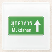 Mukdahan Ahead ⚠ Thai Highway Traffic Sign ⚠ Glazen Onderzetter (Voorkant)