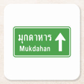 Mukdahan Ahead ⚠ Thai Highway Traffic Sign ⚠ Kartonnen Onderzetters (Voorkant)
