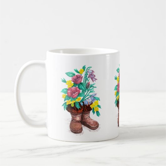 Mukluk Flower Boots Coffee Cup Mok (Links)