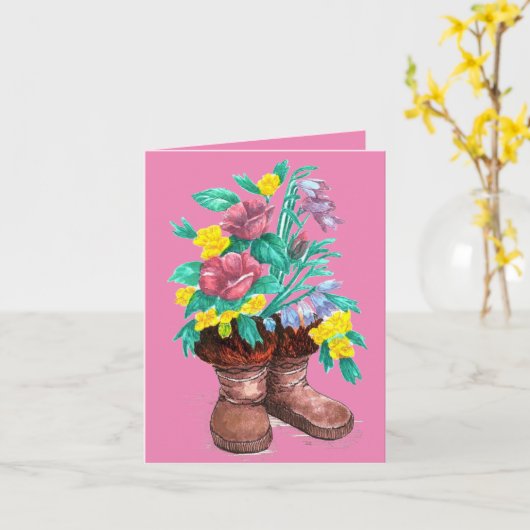 Mukluks met Flowers Waterverf Design Hartelijk dan Kaart (Gele Bloem)