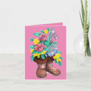Mukluks met Flowers Waterverf Design Hartelijk dan Kaart