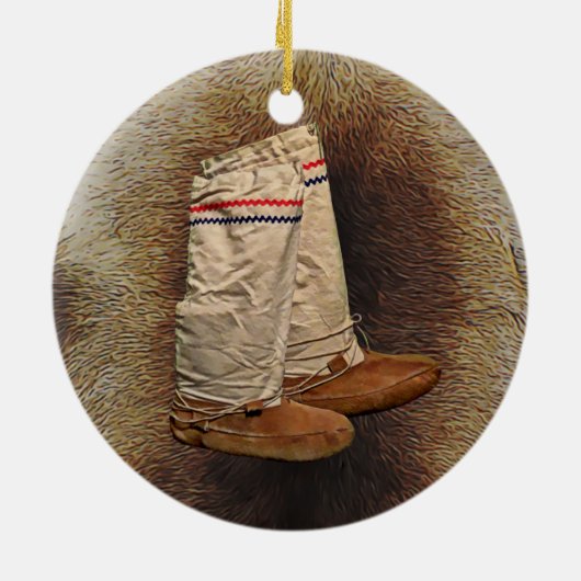 Mukluks on Cariou Fur Keramisch Ornament (Achterkant)