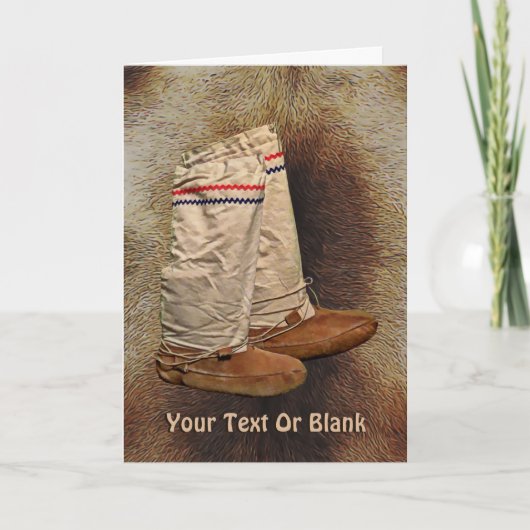 Mukluks op het Bont van de Kariboe Feestdagen Kaart (Voorkant)