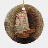 Mukluks Op Kariboevacht Keramisch Ornament (Achterkant)