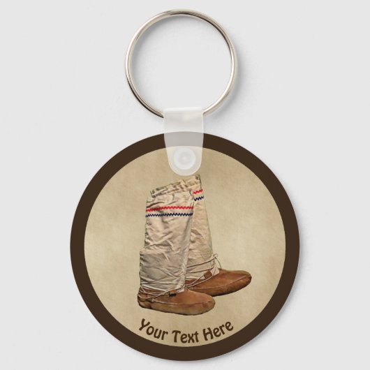 Mukluks op oud papier sleutelhanger (Voorkant)