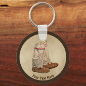 Mukluks op oud papier sleutelhanger (Voorkant)