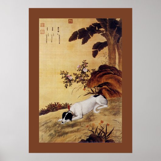 Mukongque 蓦 鹊 ~ Greyhound ~ Giuseppe Castiglione~ Poster (Voorkant)