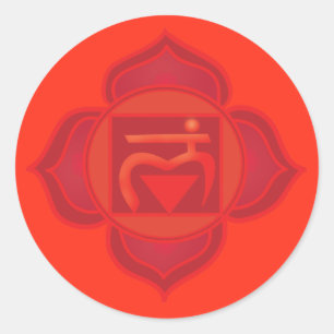 Muladhara chakra Classic Ronde Sticker, Glanzend Sticker