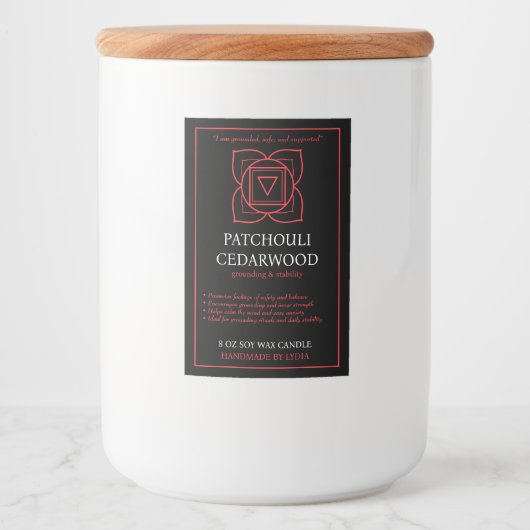 Muladhara Root Chakra Custom Candle Label Voedselcontainer Etiket (Voorkant)