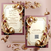 Mulberry barok weelde ivoor gouden tulp bruiloft kaart