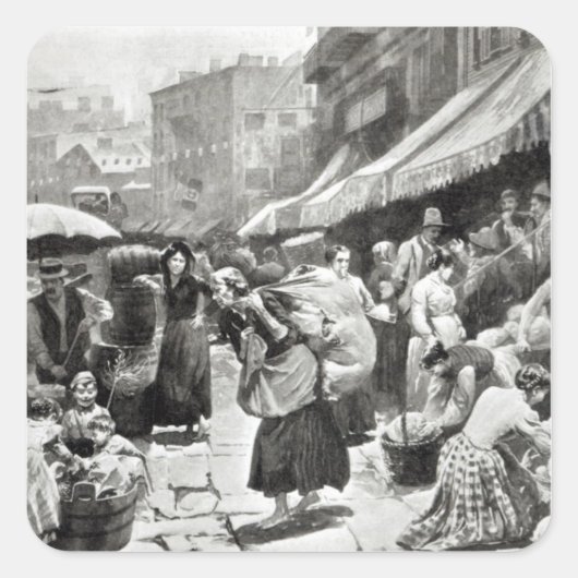 Mulberry Bend Italiaanse kolonie in New York Vierkante Sticker (Voorkant)