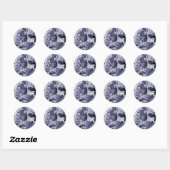 Mulberry Blauw Paarse Bloemen Toile No.1 Ronde Sticker (Vel)