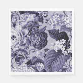 Mulberry Blue Bloemen Toile Fabric No.1 Servetten