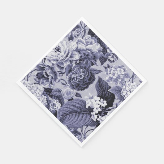 Mulberry Blue  Bloemen Toile Fabric No.1 Servetten (Hoek)