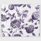 Mulberry Blue Botanical Floral Toile Cadeaupapier (Vlak)