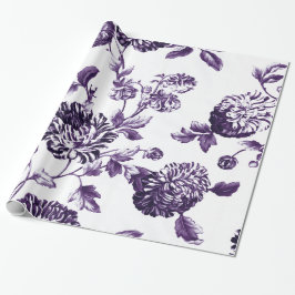 Mulberry Blue Botanical Floral Toile Cadeaupapier