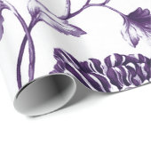 Mulberry Blue Botanical Floral Toile Cadeaupapier (Rol Hoek)