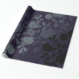 Mulberry Blue Paars Black  Floral Toile Cadeaupapier