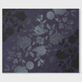 Mulberry Blue Paars Black  Floral Toile Cadeaupapier (Vlak)