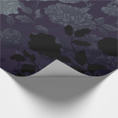 Mulberry Blue Paars Black  Floral Toile Cadeaupapier (Hoek)