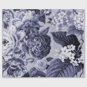Mulberry Blue Paars  Botanic Floral Toile Cadeaupapier (Vlak)
