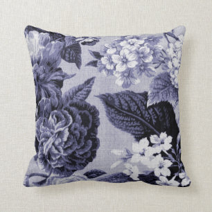 Mulberry Blue Paars Botanical Floral Toile No.1 Kussen