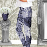 Mulberry Blue Paars Botanical Floral Toile No.1 Leggings<br><div class="desc">Een paarse en witte vintage overmaatse patroonflorale die gedigitaliseerd en gekleurd is tot creëer wat je ziet.</div>