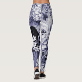 Mulberry Blue Paars Botanical Floral Toile No.1 Leggings (Achterkant)