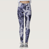 Mulberry Blue Paars Botanical Floral Toile No.1 Leggings (Voorkant)