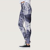 Mulberry Blue Paars Botanical Floral Toile No.1 Leggings (Links)