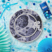 Mulberry Blue Paars Floral Toile No.1 Papieren Bordje (Feest)