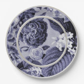 Mulberry Blue Paars Floral Toile No.1 Papieren Bordje (Voorkant)