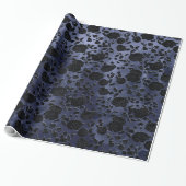 Mulberry Blue Paars Ombre Black Floral Vine Cadeaupapier (Uitgerold)