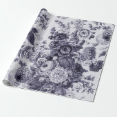 Mulberry Blue Paars Toned  Floral Cadeaupapier (Uitgerold)