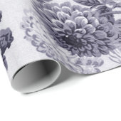 Mulberry Blue Paars Toned  Floral Cadeaupapier (Rol Hoek)