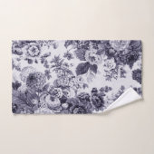Mulberry Blue  Peony Dahlias Floral Toile Bad Handdoek (Handdoek)