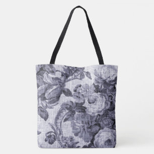 Mulberry  Botanical Floral Toile Fabric Tote Bag