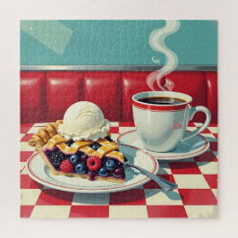 Mulberry en Blueberry Pie, ijs en koffie Legpuzzel