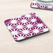 Mulberry en wit geometrisch patroon bier onderzetter (Linkerzijde)