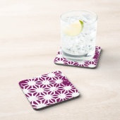 Mulberry en wit geometrisch patroon bier onderzetter (Rechterzijde)