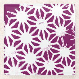 Mulberry en wit geometrisch patroon glazen onderzetter