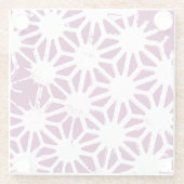 Mulberry en wit geometrisch patroon glazen onderzetter (Achterkant)