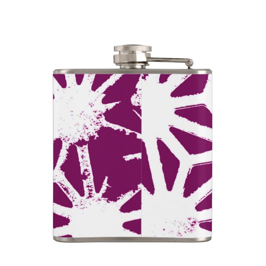 Mulberry en wit geometrisch patroon heupfles (Achterkant)