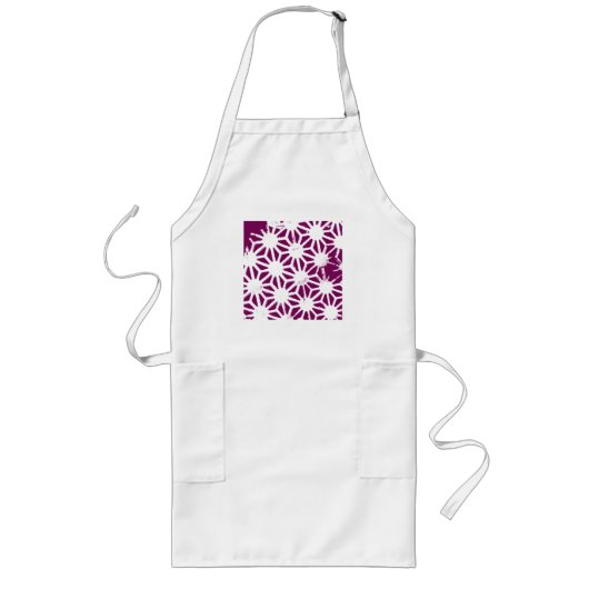 Mulberry en wit geometrisch patroon lang schort (Voorkant)