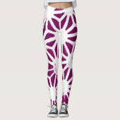 Mulberry en wit geometrisch patroon leggings (Voorkant)