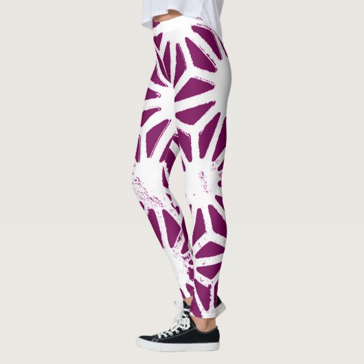 Mulberry en wit geometrisch patroon leggings (Links)